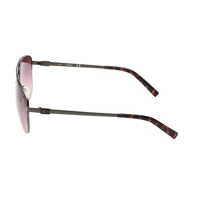 GUESS GF5065 08F Designer Unisex Sunglasses – Trendsetting Fashion Eyewear, Iconic Logo Aviator Shiny Gunmetal Frame Design, with Brown Lenses for UV Protection – Ideal for Large Faces, XL Fit - Image 4